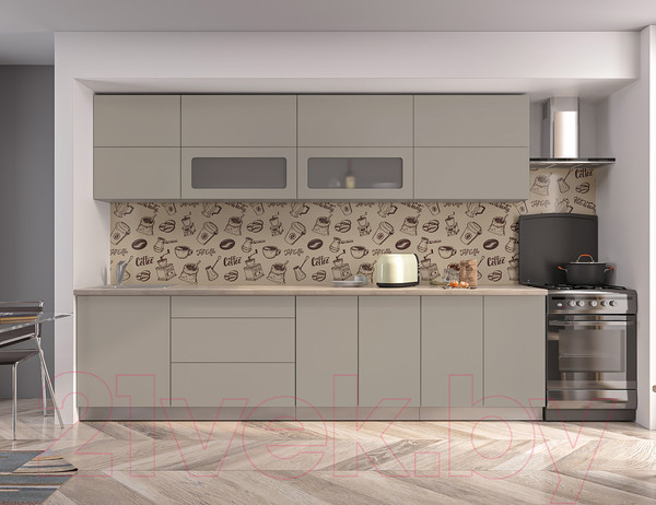 Изображение товара Кухонный гарнитур Интерлиния Мила Матте 3.0 А (белый/черный/дуб бунратти)