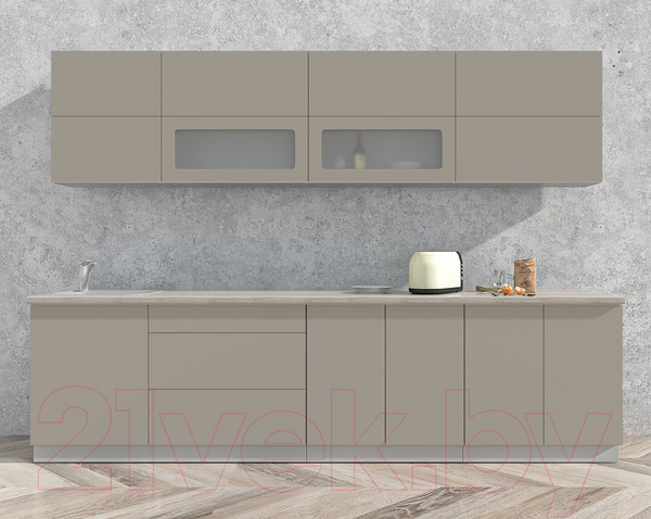 Изображение товара Кухонный гарнитур Интерлиния Мила Матте 3.0 А (луна/луна/травертин серый)