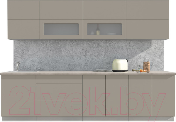 Изображение товара Кухонный гарнитур Интерлиния Мила Матте 3.0 А (луна/луна/травертин серый)