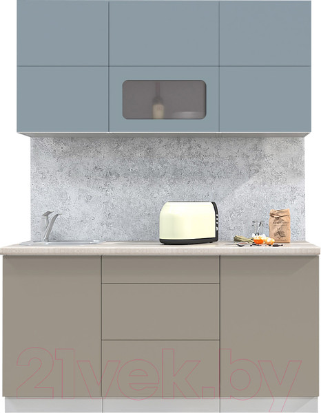 Изображение товара Кухонный гарнитур Интерлиния Мила Матте 1.6 А (океан/луна/травертин серый)