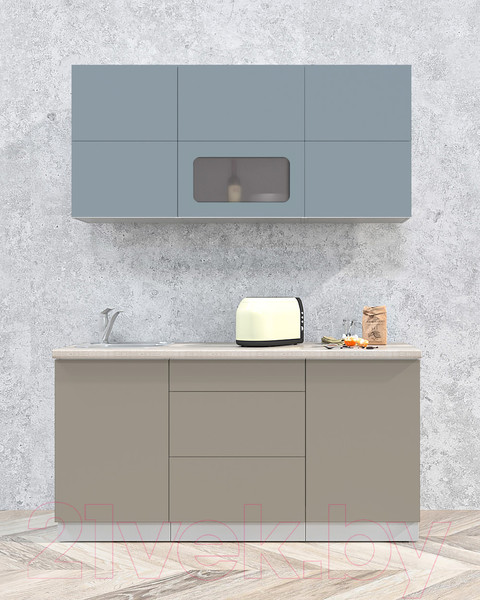 Изображение товара Кухонный гарнитур Интерлиния Мила Матте 1.6 А (океан/луна/травертин серый)