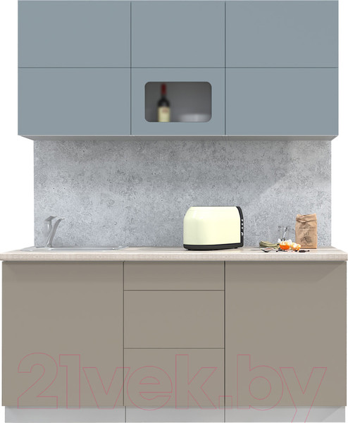 Изображение товара Кухонный гарнитур Интерлиния Мила Матте 1.7 А (океан/луна/травертин серый)