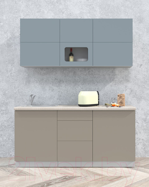 Изображение товара Кухонный гарнитур Интерлиния Мила Матте 1.7 А (океан/луна/травертин серый)