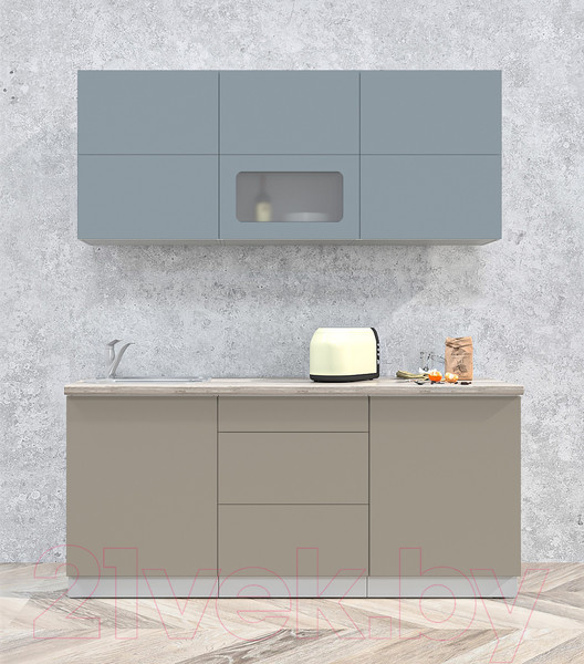 Изображение товара Кухонный гарнитур Интерлиния Мила Матте 1.8 А (океан/луна/травертин серый)