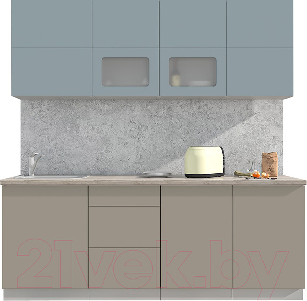 Изображение товара Кухонный гарнитур Интерлиния Мила Матте 2.1 А (океан/луна/травертин серый)
