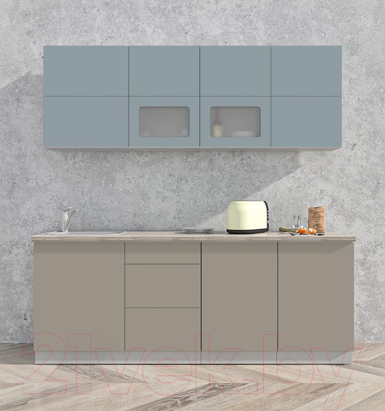 Изображение товара Кухонный гарнитур Интерлиния Мила Матте 2.1 А (океан/луна/травертин серый)