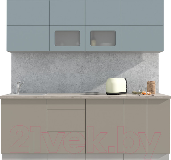 Изображение товара Кухонный гарнитур Интерлиния Мила Матте 2.2 А (океан/луна/травертин серый)
