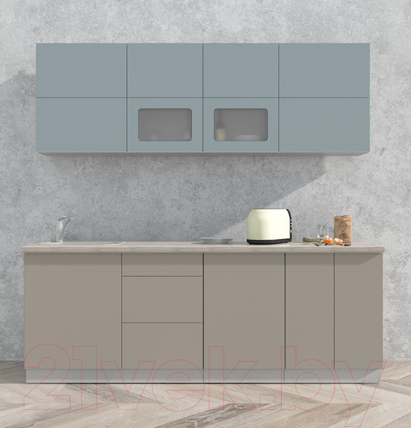 Изображение товара Кухонный гарнитур Интерлиния Мила Матте 2.2 А (океан/луна/травертин серый)