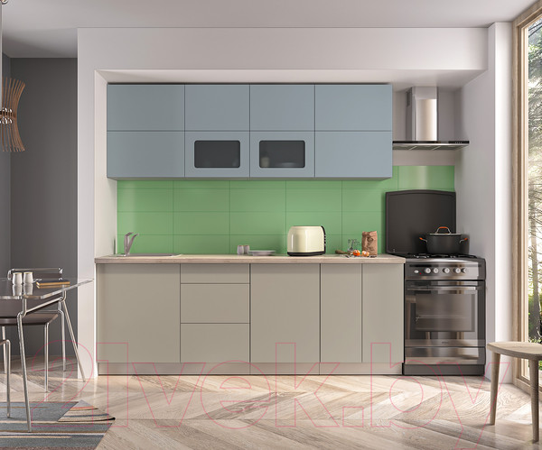 Изображение товара Кухонный гарнитур Интерлиния Мила Матте 2.2 А (океан/луна/травертин серый)