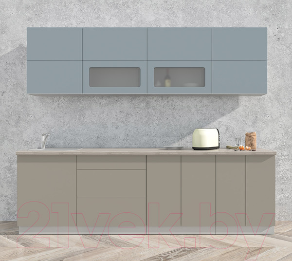 Изображение товара Кухонный гарнитур Интерлиния Мила Матте 2.6 А (океан/луна/травертин серый)