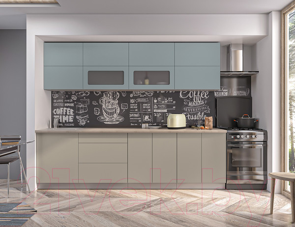Изображение товара Кухонный гарнитур Интерлиния Мила Матте 2.7 А (океан/луна/травертин серый)