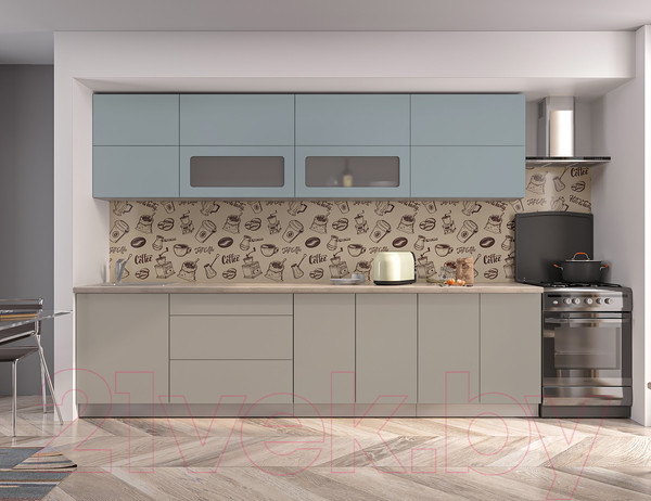 Изображение товара Кухонный гарнитур Интерлиния Мила Матте 3.0 А (океан/луна/травертин серый)