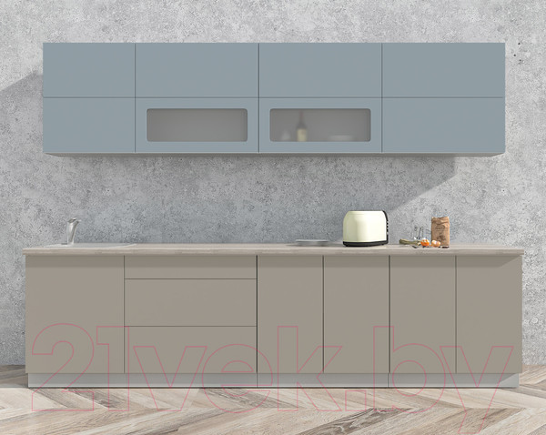 Изображение товара Кухонный гарнитур Интерлиния Мила Матте 3.0 А (океан/луна/травертин серый)