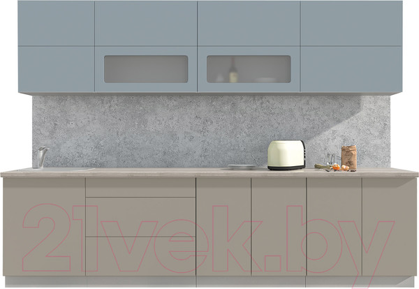 Изображение товара Кухонный гарнитур Интерлиния Мила Матте 3.0 А (океан/луна/травертин серый)