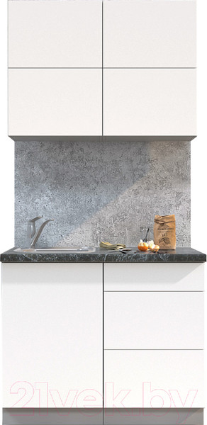 Изображение товара Кухонный гарнитур Интерлиния Мила Матте 1.0 А (белый/белый/кастилло темный)
