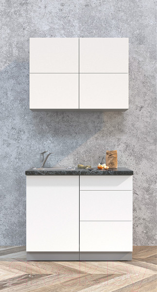 Изображение товара Кухонный гарнитур Интерлиния Мила Матте 1.0 А (белый/белый/кастилло темный)