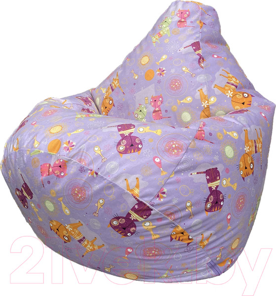 Изображение товара Бескаркасное кресло Flagman Груша Мега XXXL Г3.5-154 (Сats 04, сиреневый)