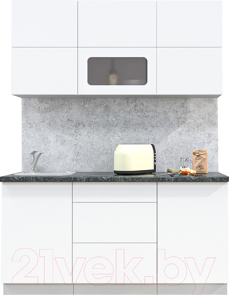 Изображение товара Кухонный гарнитур Интерлиния Мила Матте 1.6 А (белый/белый/кастилло темный)