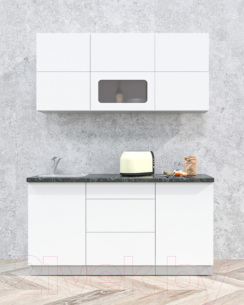 Изображение товара Кухонный гарнитур Интерлиния Мила Матте 1.6 А (белый/белый/кастилло темный)