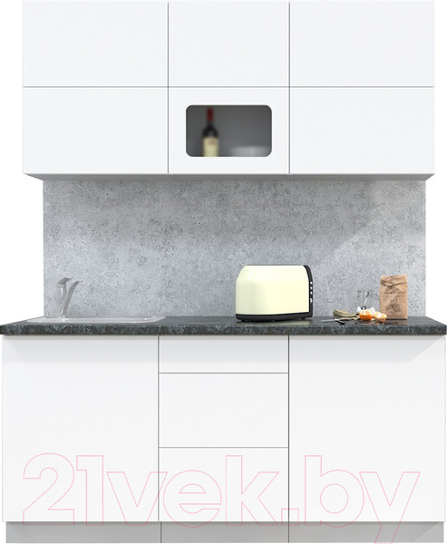 Изображение товара Кухонный гарнитур Интерлиния Мила Матте 1.7 А (белый/белый/кастилло темный)