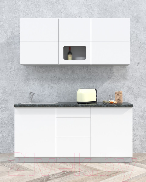 Изображение товара Кухонный гарнитур Интерлиния Мила Матте 1.7 А (белый/белый/кастилло темный)