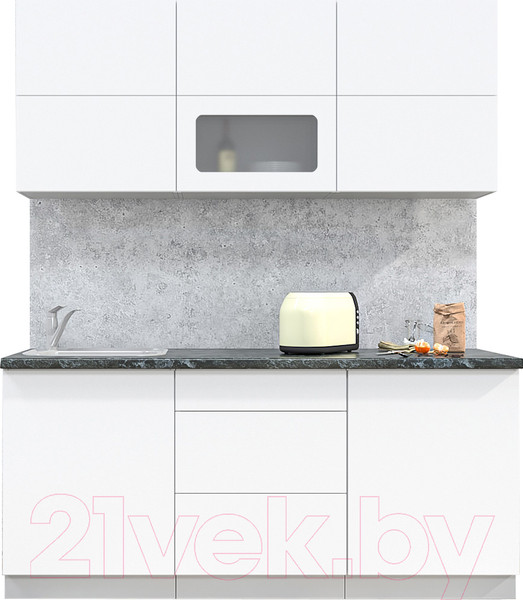 Изображение товара Кухонный гарнитур Интерлиния Мила Матте 1.8 А (белый/белый/кастилло темный)