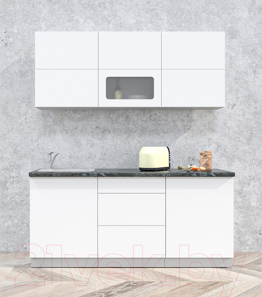Изображение товара Кухонный гарнитур Интерлиния Мила Матте 1.8 А (белый/белый/кастилло темный)
