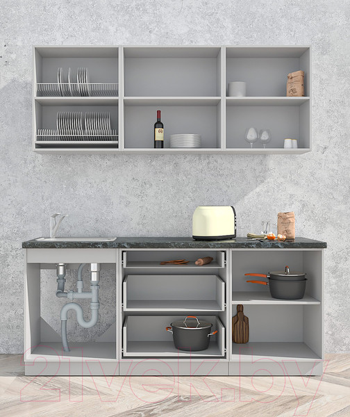 Изображение товара Кухонный гарнитур Интерлиния Мила Матте 1.9 А (белый/белый/кастилло темный)