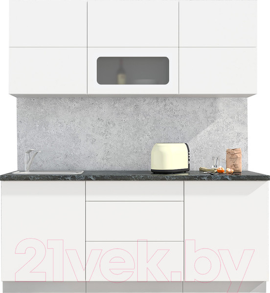 Изображение товара Кухонный гарнитур Интерлиния Мила Матте 1.9 А (белый/белый/кастилло темный)
