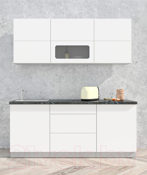 Изображение товара Кухонный гарнитур Интерлиния Мила Матте 1.9 А (белый/белый/кастилло темный)