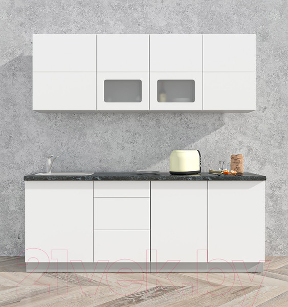 Изображение товара Кухонный гарнитур Интерлиния Мила Матте 2.1 А (белый/белый/кастилло темный)