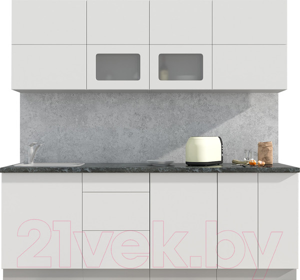 Изображение товара Кухонный гарнитур Интерлиния Мила Матте 2.2 А (белый/белый/кастилло темный)