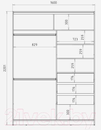 Изображение товара Шкаф-купе Рэйгрупп B 160 VVH Bromo РГ-10.01 (дуб велингтон/черный матовый)