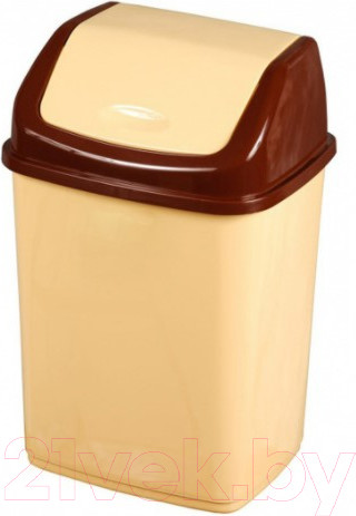 Изображение товара Мусорное ведро Эльфпласт Ромашка EP463 (35л, бежево-коричневый)