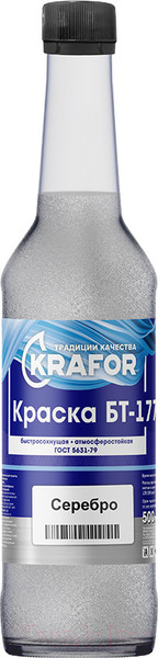 Изображение товара Краска Krafor БТ-177 (500мл, серебрянка)