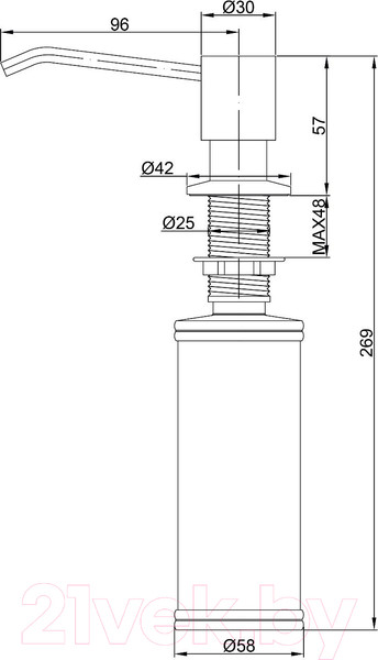 Изображение товара Дозатор встраиваемый в мойку Paulmark Rein D002-310 (серый)
