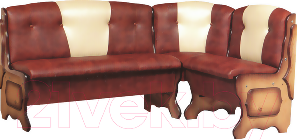 Изображение товара Уголок кухонный мягкий Анмикс Ладога 2д (кожзам темно-коричневый/бежевый)