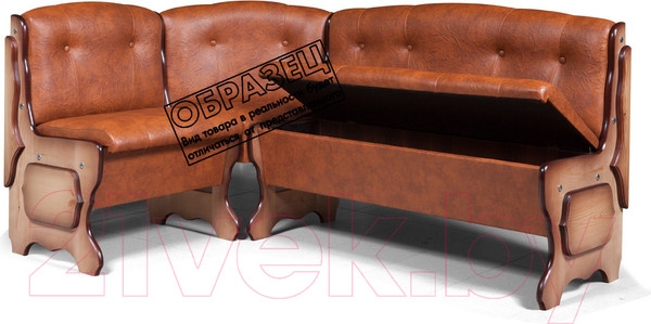 Изображение товара Уголок кухонный мягкий Анмикс Ладога 2д (кожзам темно-коричневый/бежевый)