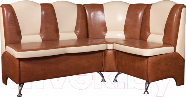 Изображение товара Уголок кухонный мягкий Анмикс Ладога 5 (кожзам светло-коричневый/бежевый)