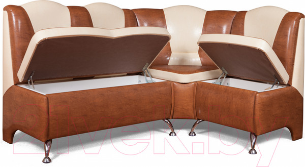 Изображение товара Уголок кухонный мягкий Анмикс Ладога 5 (кожзам светло-коричневый/бежевый)