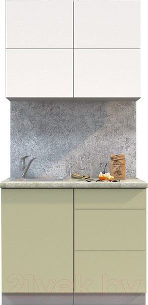Изображение товара Кухонный гарнитур Интерлиния Мила Матте 1.0 А (белый/мята/опал светлый)