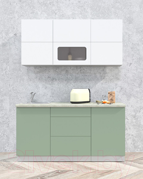 Изображение товара Кухонный гарнитур Интерлиния Мила Матте 1.6 А (белый/мята/опал светлый)