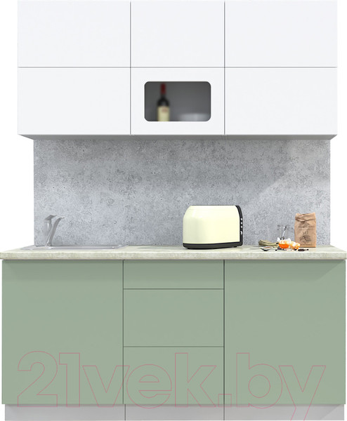 Изображение товара Кухонный гарнитур Интерлиния Мила Матте 1.7 А (белый/мята/опал светлый)
