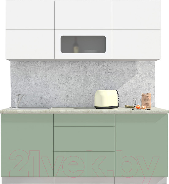 Изображение товара Кухонный гарнитур Интерлиния Мила Матте 1.9 А (белый/мята/опал светлый)