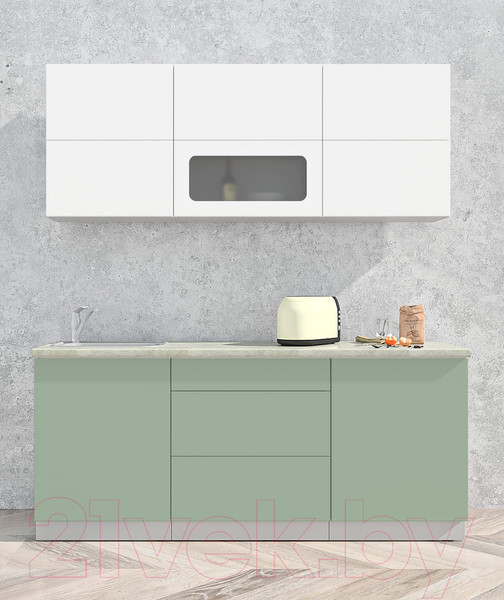 Изображение товара Кухонный гарнитур Интерлиния Мила Матте 1.9 А (белый/мята/опал светлый)