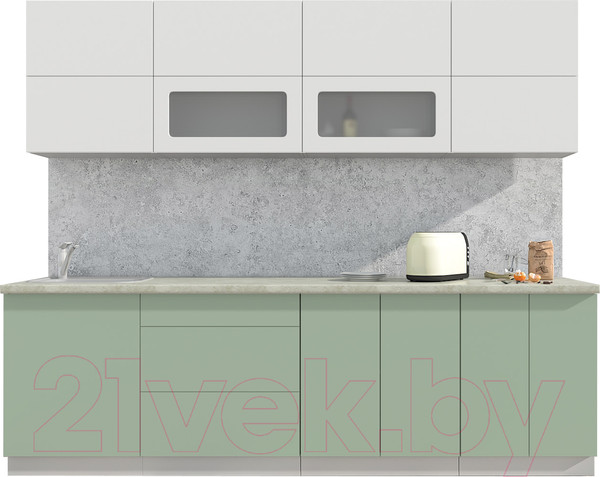 Изображение товара Кухонный гарнитур Интерлиния Мила Матте 2.6 А (белый/мята/опал светлый)