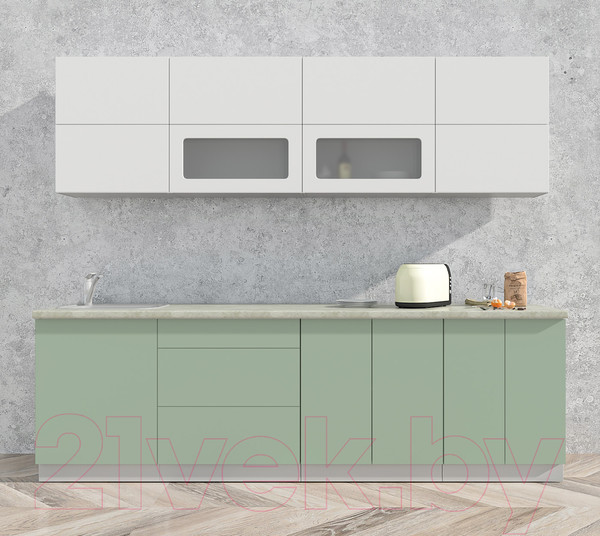 Изображение товара Кухонный гарнитур Интерлиния Мила Матте 2.6 А (белый/мята/опал светлый)