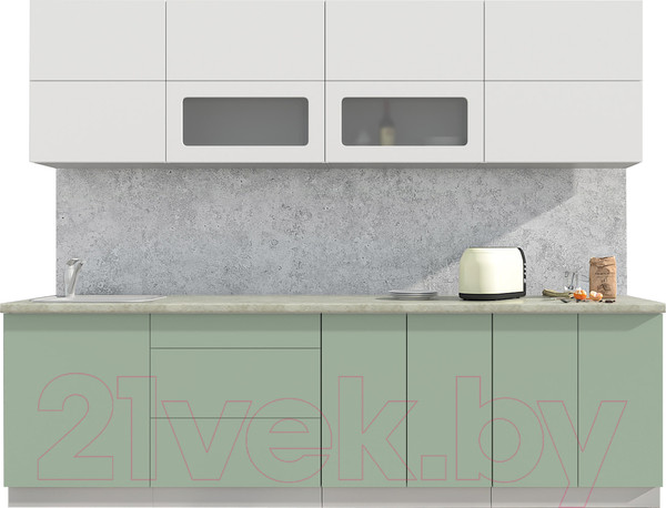 Изображение товара Кухонный гарнитур Интерлиния Мила Матте 2.7 А (белый/мята/опал светлый)