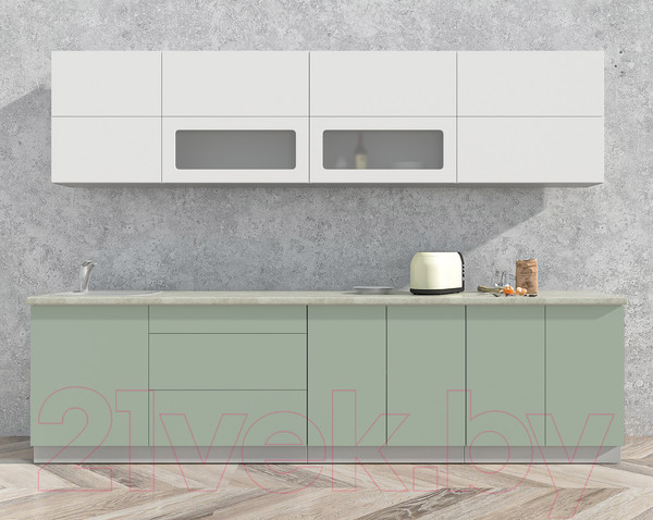 Изображение товара Кухонный гарнитур Интерлиния Мила Матте 3.0 А (белый/мята/опал светлый)