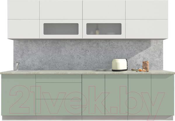 Изображение товара Кухонный гарнитур Интерлиния Мила Матте 3.0 А (белый/мята/опал светлый)